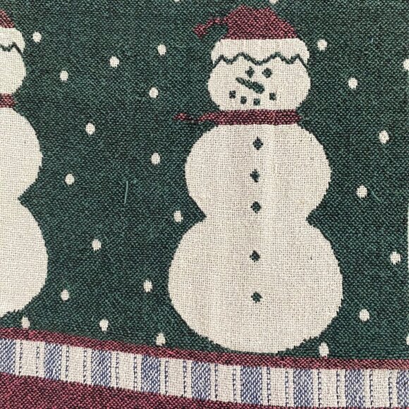 Lillian Vernon Christmas Tapestry Throw Blanket Reversible Stockings Snowmen - Picture 8 of 9